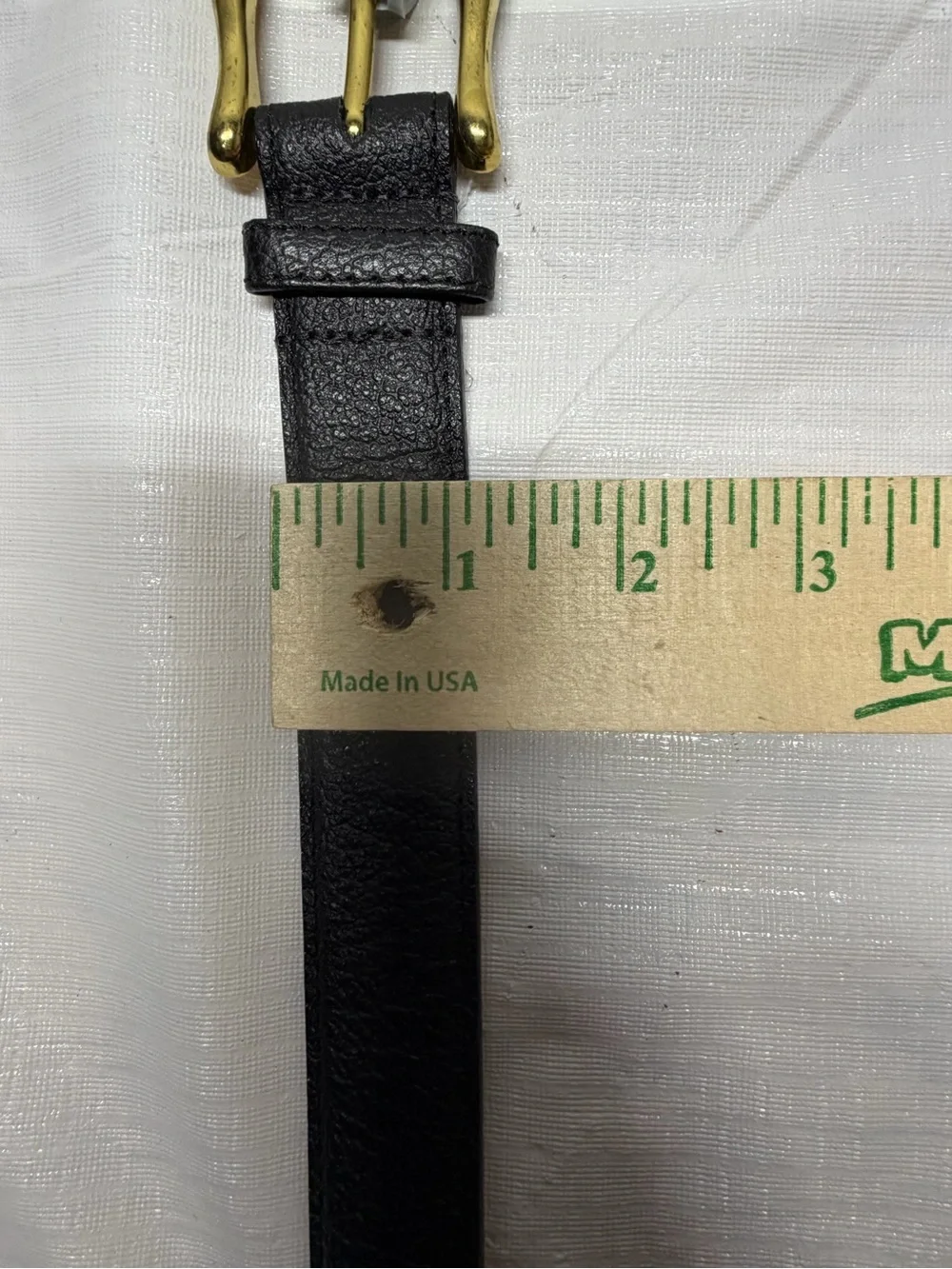 Classic Black Leather Belt with Gold Buckle